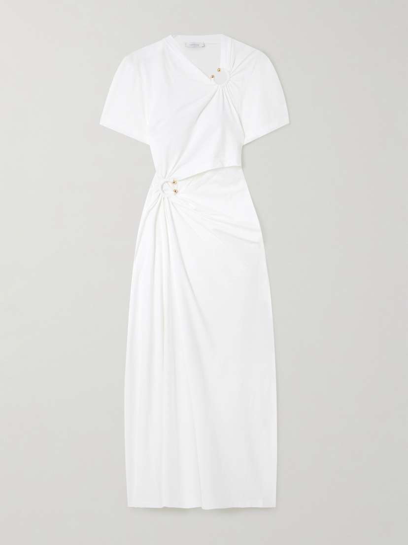 Rabanne Embellished Cutout Jersey Midi Dress