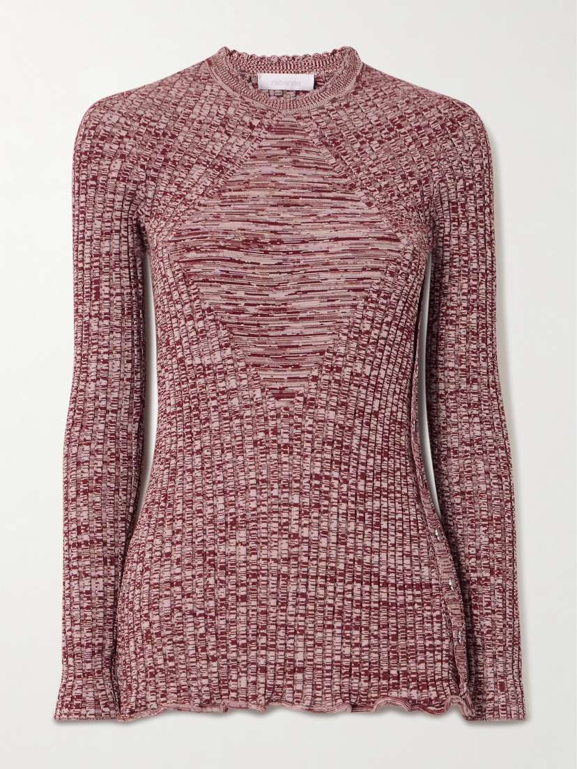 Rabanne Ruffled Ribbed-knit Sweater