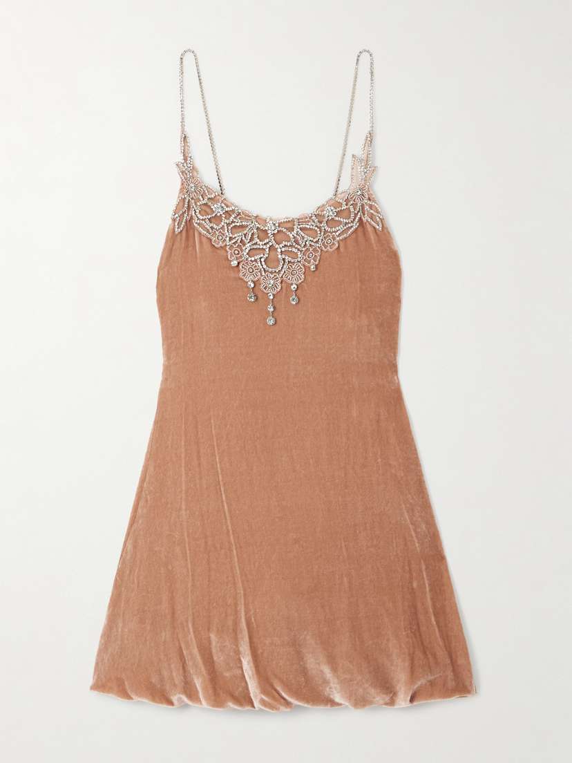 Rabanne Embellished Velvet Mini Dress