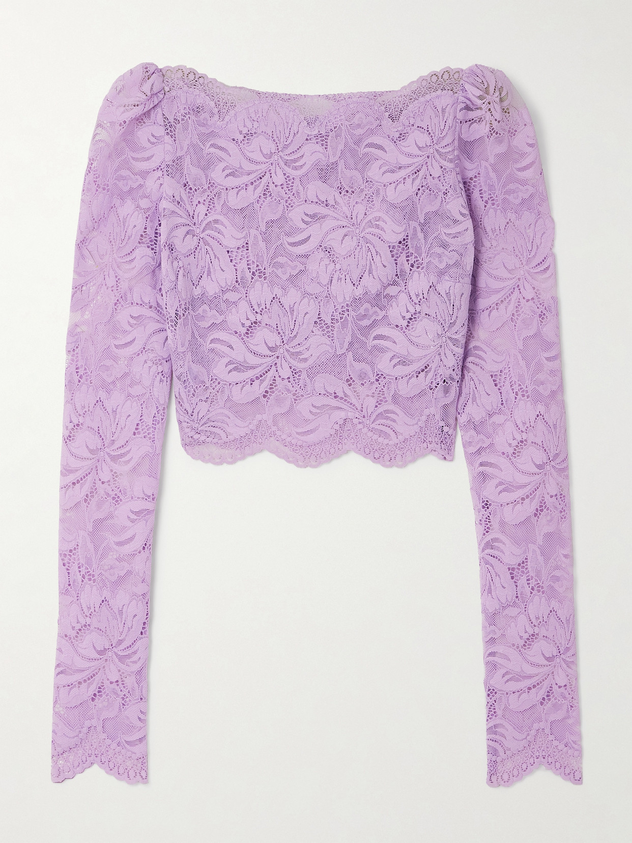 Rabanne Lavender Lace-effect Top With Boat Neckline In Purple