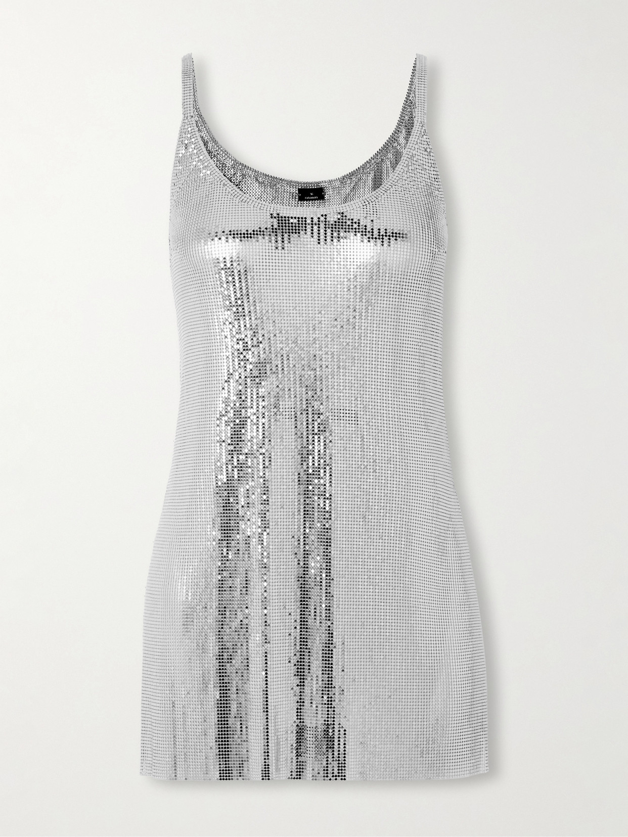 Rabanne Metallic Mesh Tank Top With Side Slits In Silver