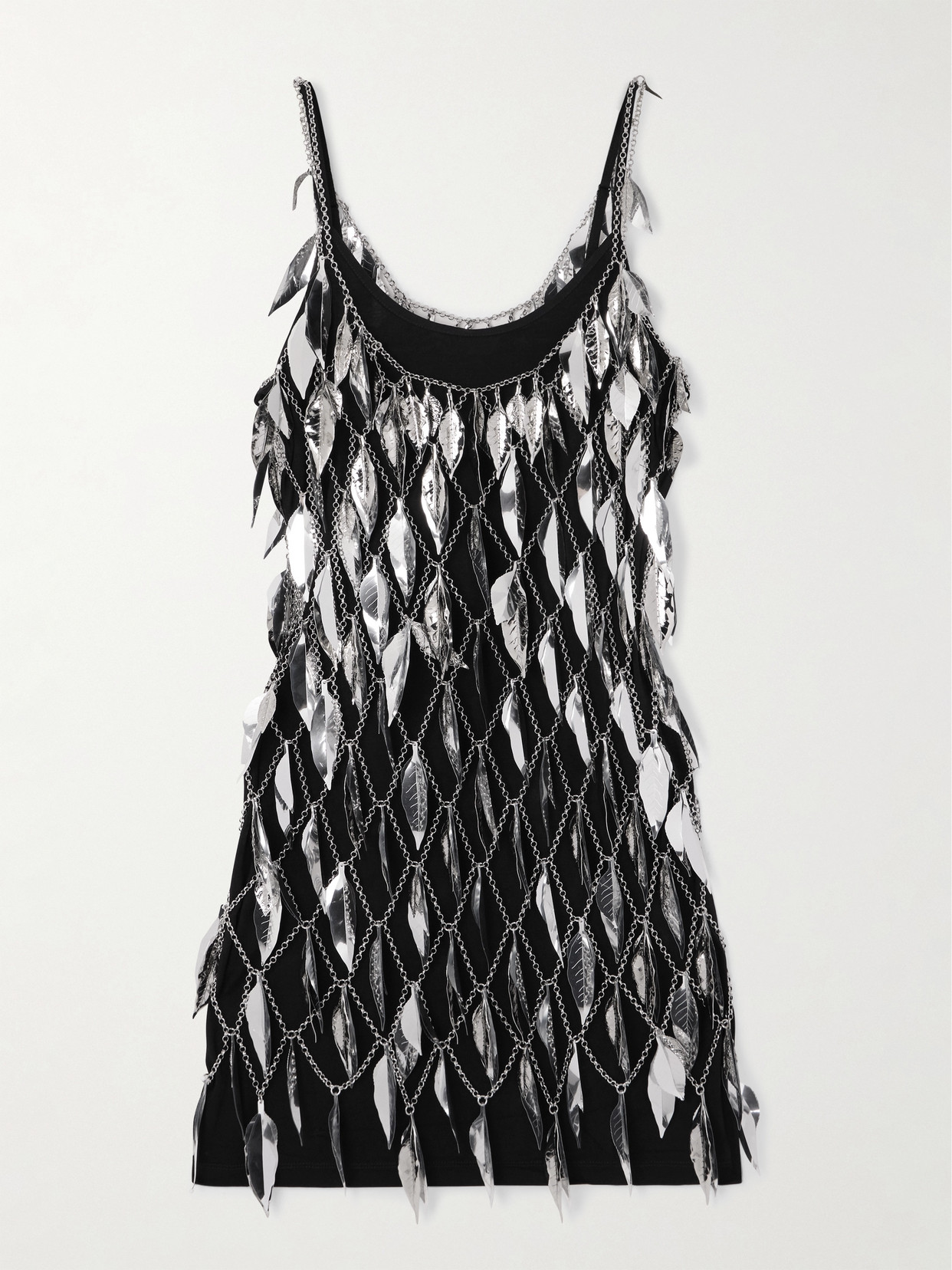 Rabanne Chainmail And Jersey Mini Dress In Silver