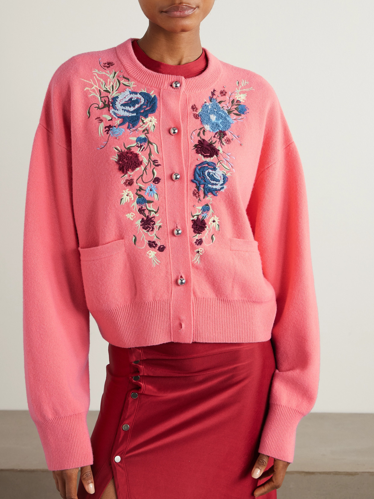 RABANNE EMBROIDERED CRYSTAL-EMBELLISHED WOOL AND CASHMERE-BLEND CARDIGAN