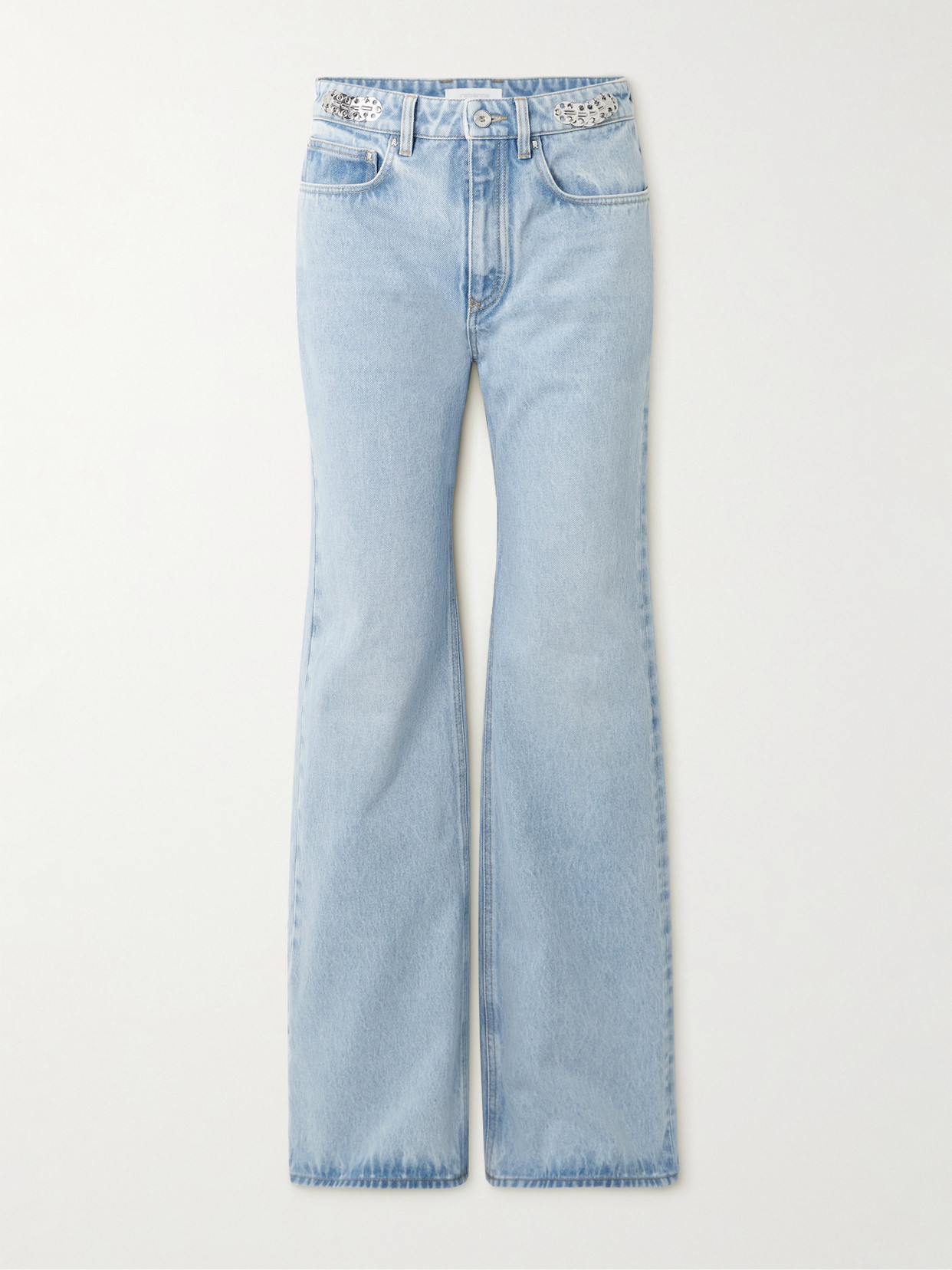 Rabanne Embellished High-rise Wide-leg Jeans In Blue