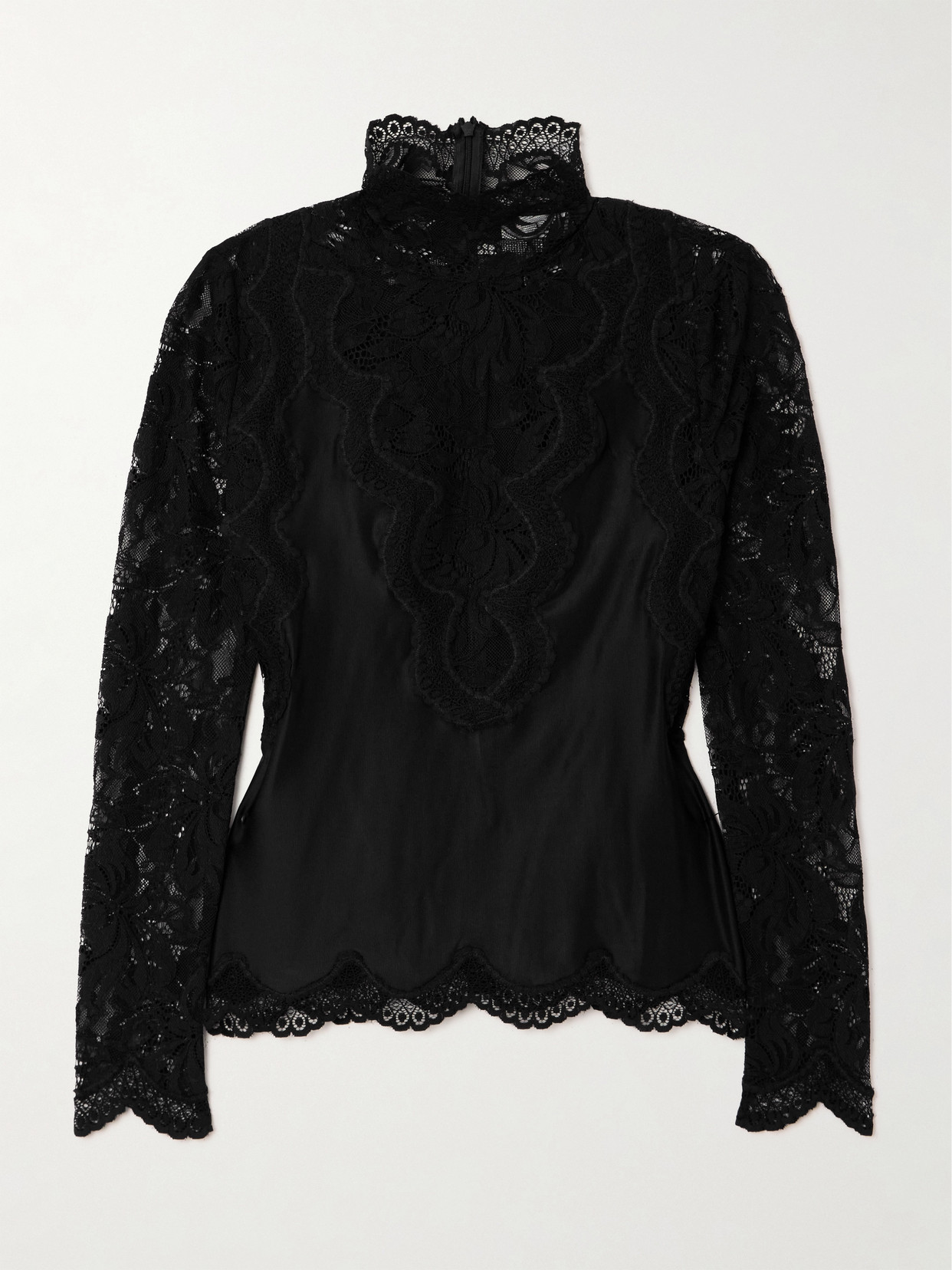 Rabanne Panelled Lace And Satin Top In Black