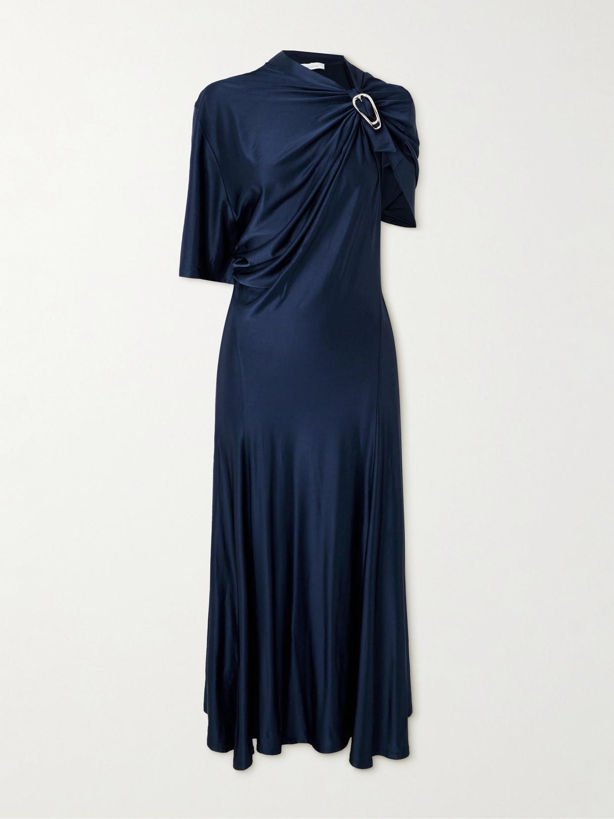 Rabanne Embellished Satin Midi Dress In Blue