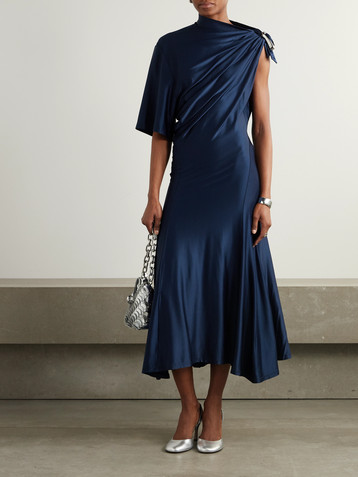 Rabanne Embellished satin midi dress