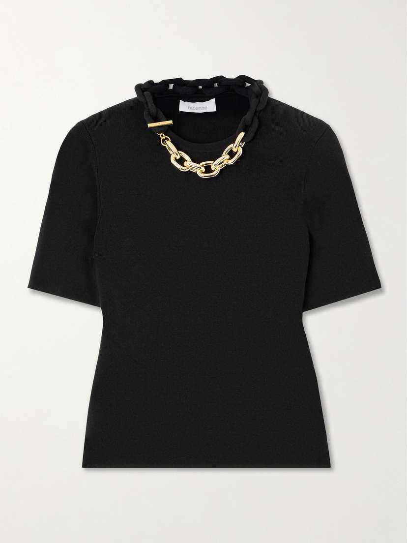 Rabanne Cropped Chain-embellished Cotton T-shirt - x small