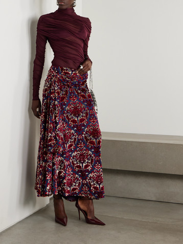 Rabanne Devoré-velvet maxi skirt