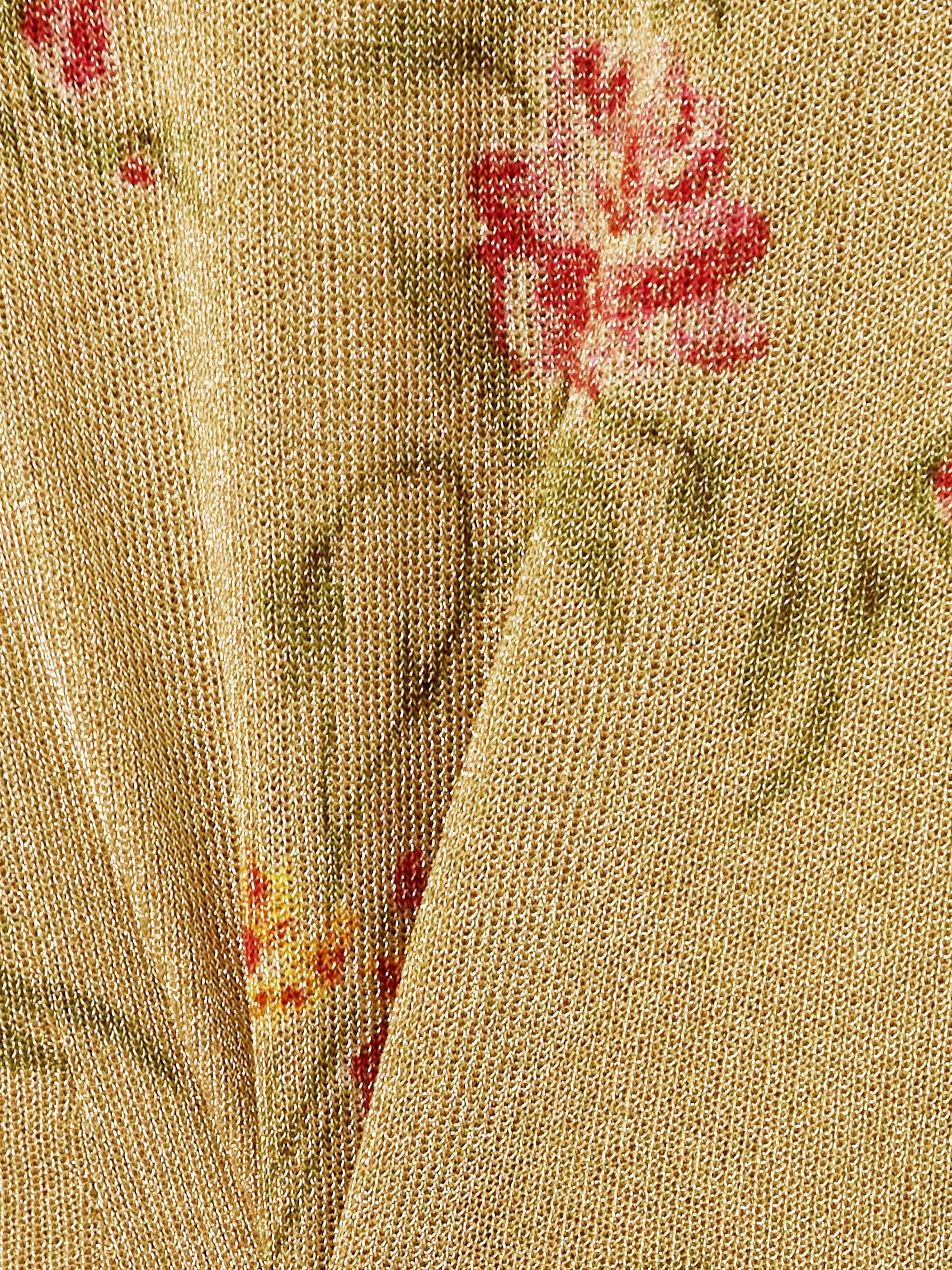 Rabanne Distressed floral-print metallic knitted maxi dress