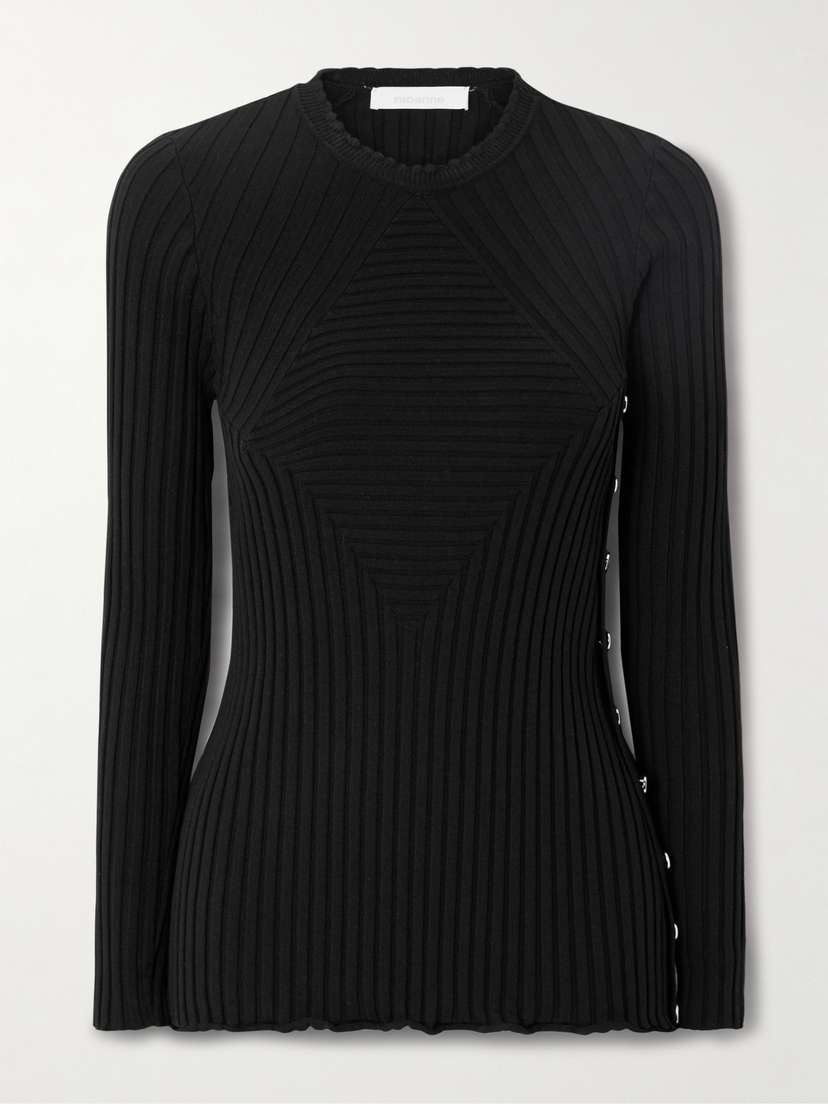 Rabanne Ruffled Ribbed-knit Sweater