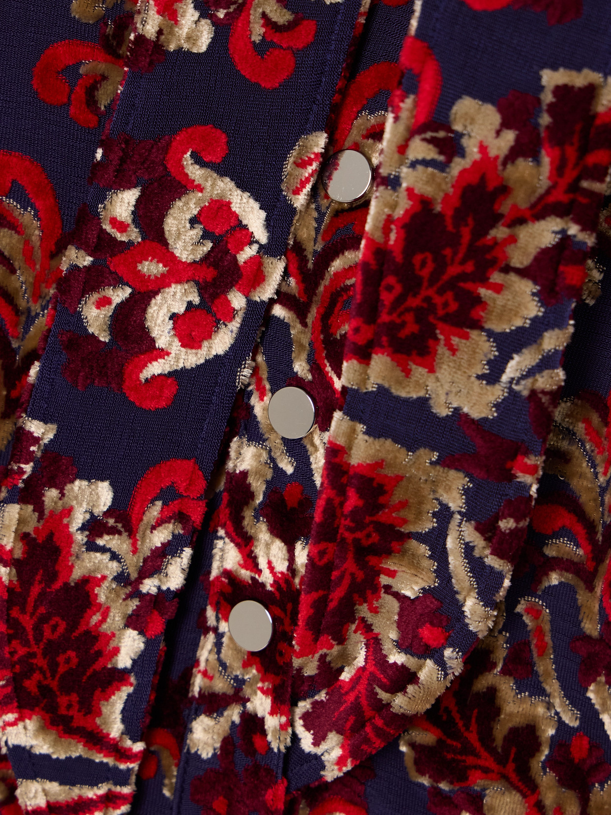Rabanne Tie-detailed Devoré-velvet Blouse In Red