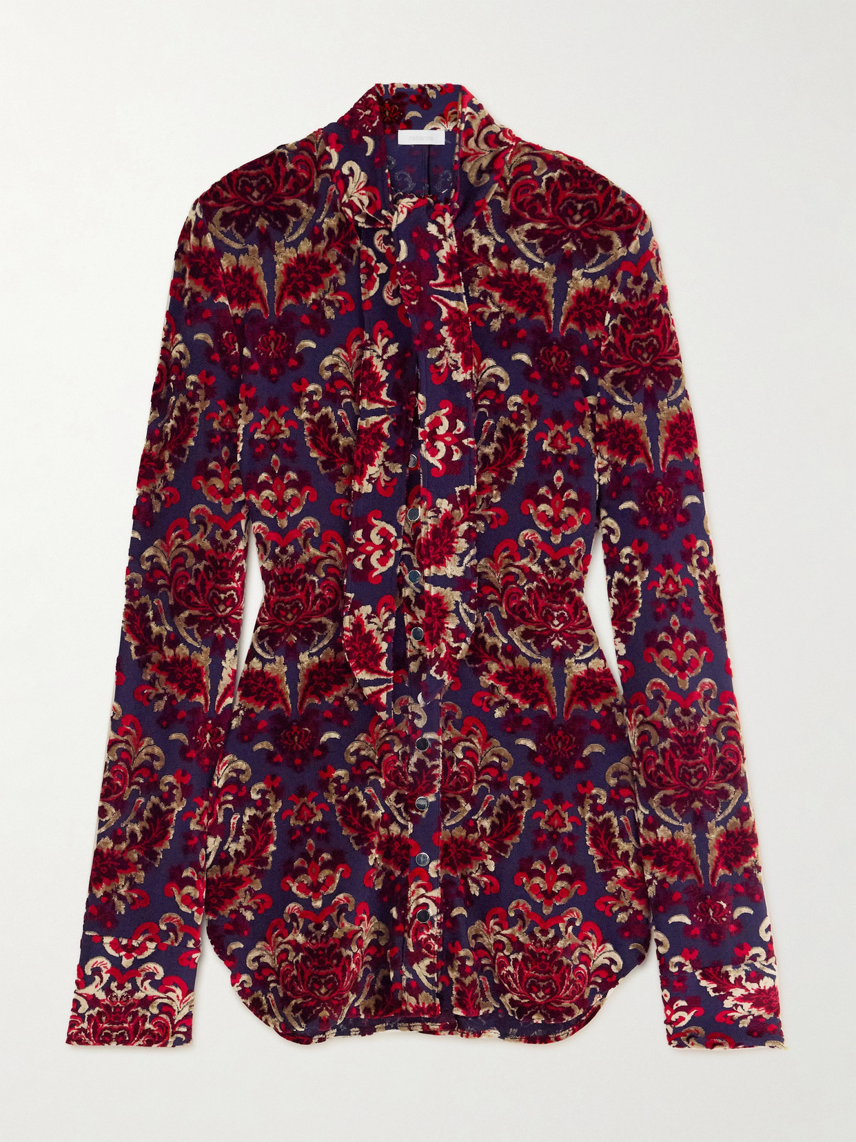 Rabanne Tie-detailed Devoré-velvet Blouse In Red