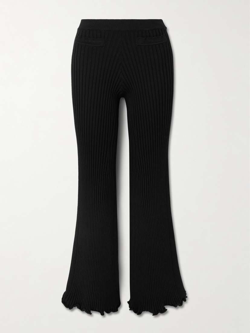 Rabanne Ruffled Ribbed-knit Flared Pants