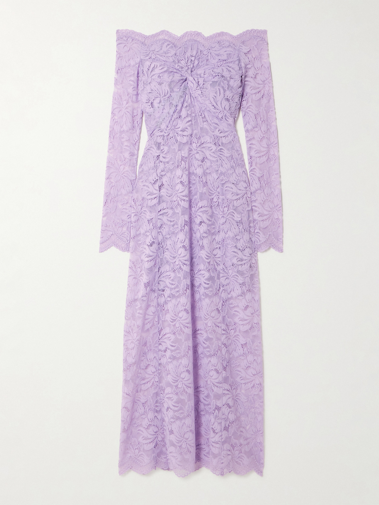 Rabanne Womens French Lavander Off-shoulder Long-sleeves Lace Midi Dress In Purple