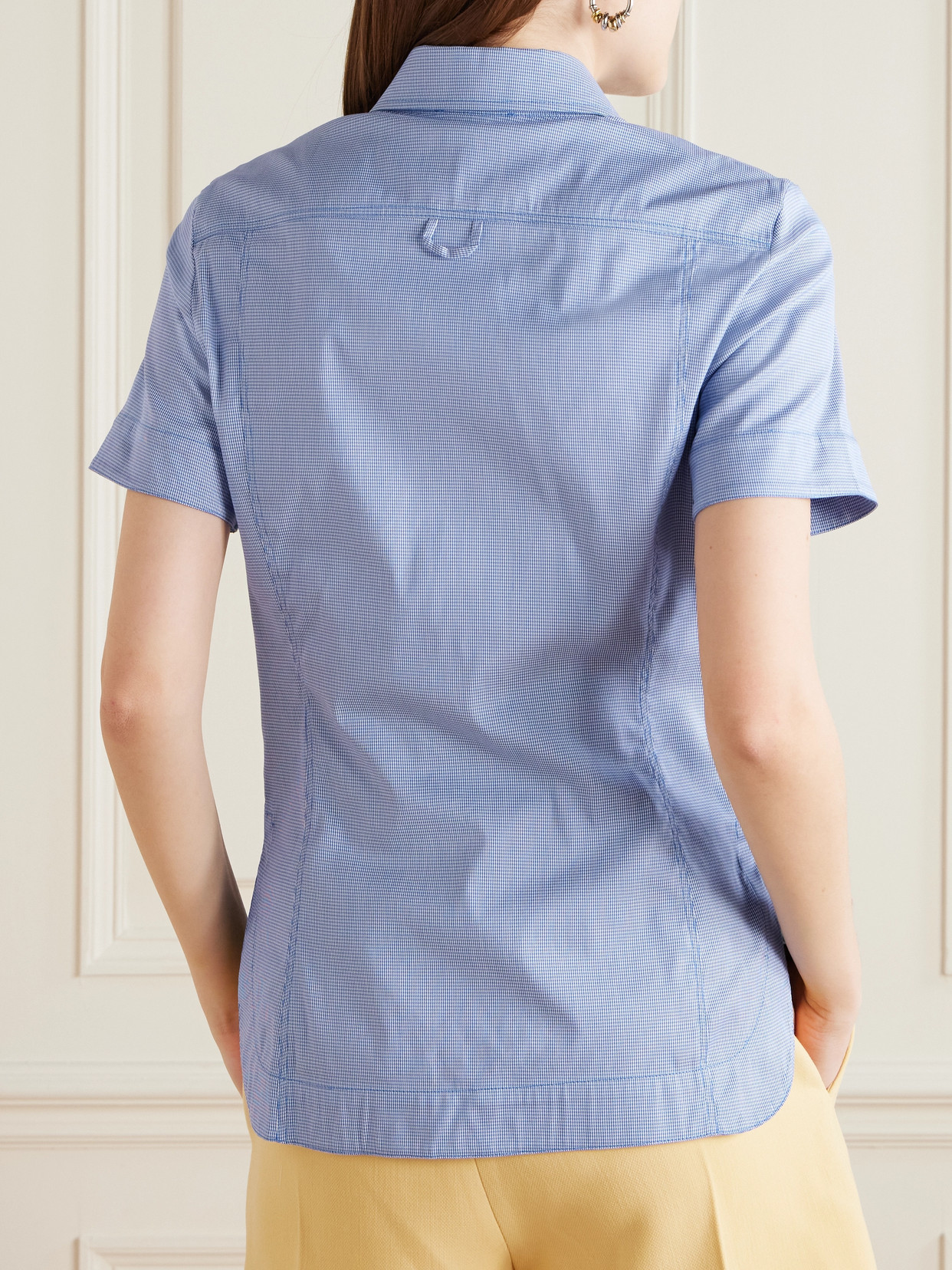 RABANNE HAUT CHECKED COTTON-BLEND SHIRT