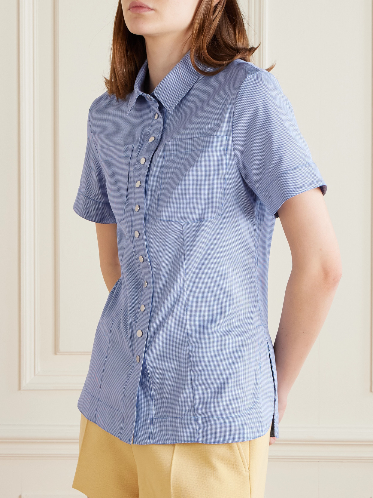 RABANNE HAUT CHECKED COTTON-BLEND SHIRT