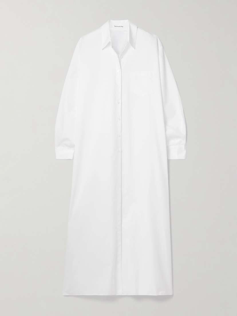 The Frankie Shop Avery Oversized Cotton-blend Poplin Maxi Shirt Dress