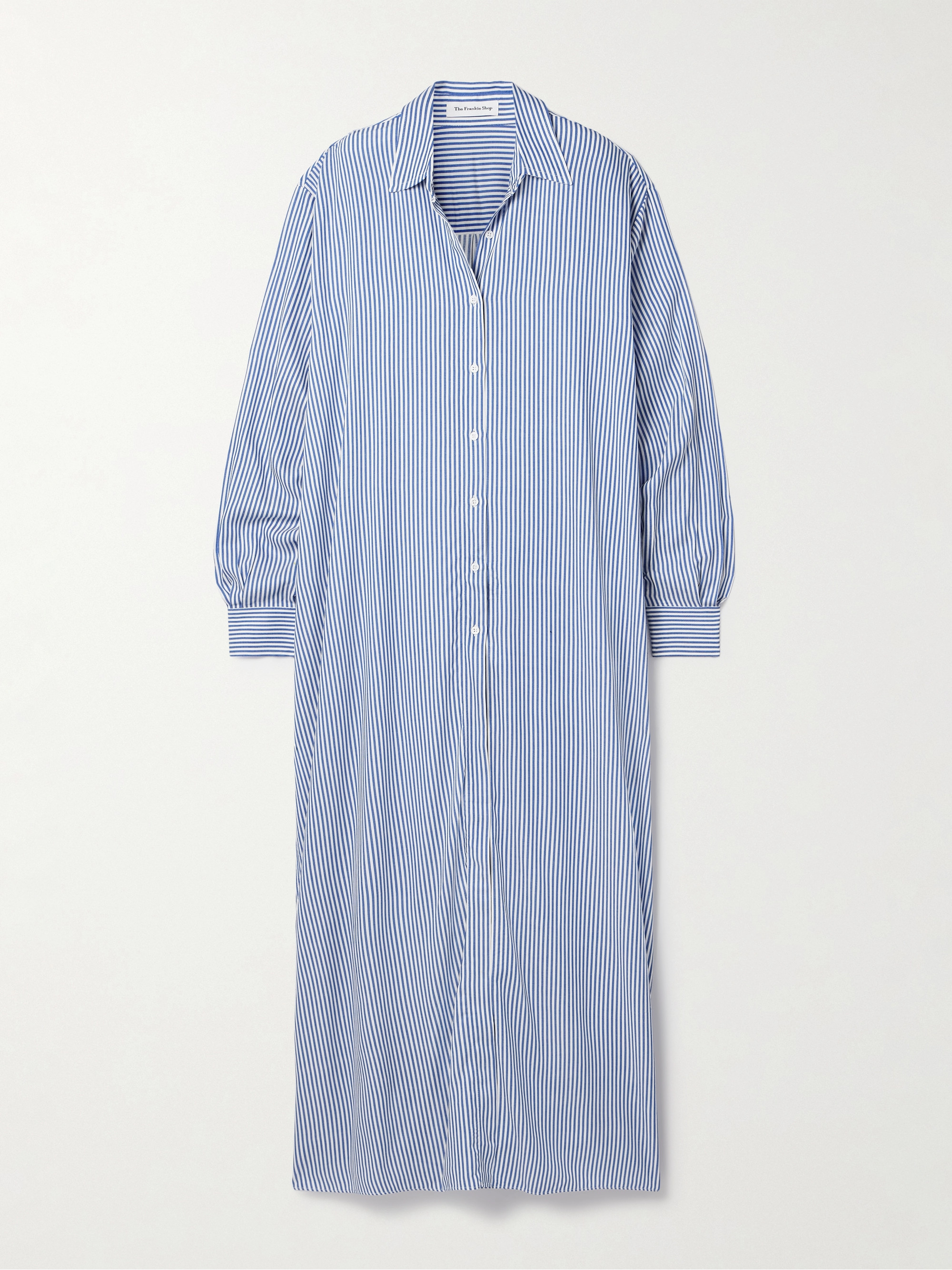 The Frankie Shop Avery oversized striped twill maxi shirt dress thumbnail
