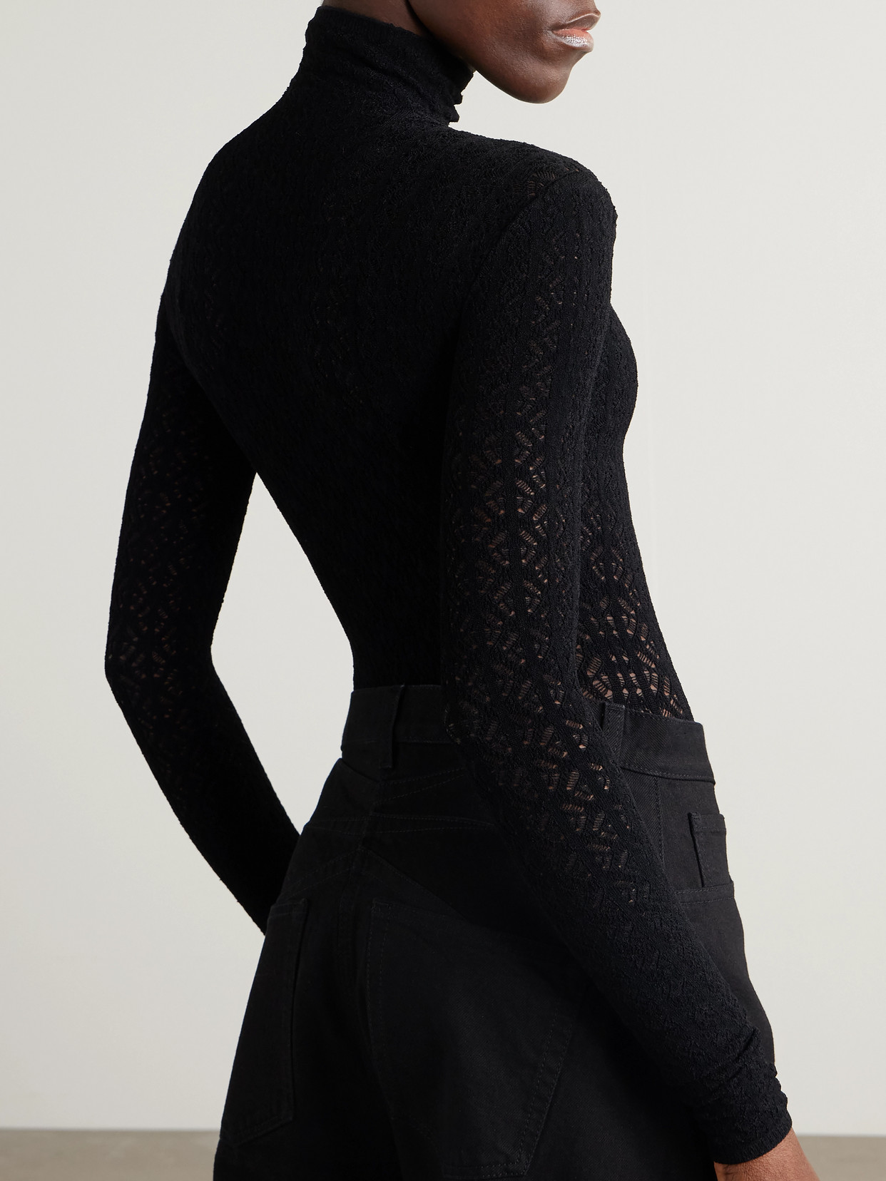 Alaïa Alaia Ebene Black Wool Second Skin Bodysuit Women