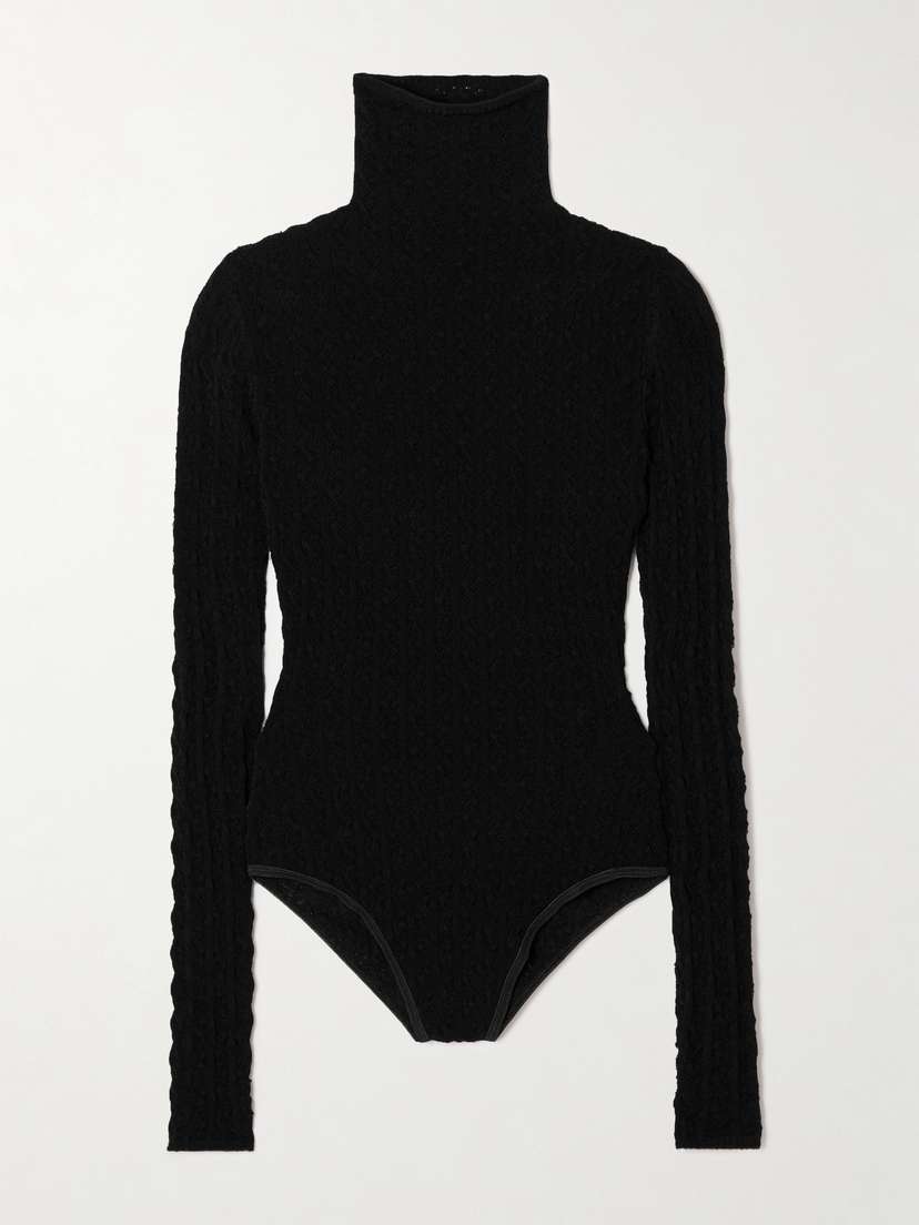 Alaïa Open-knit Turtleneck Bodysuit