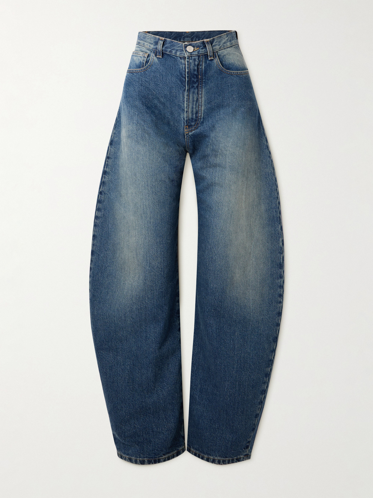Alaïa High-rise Barrel-leg Jeans In Blue