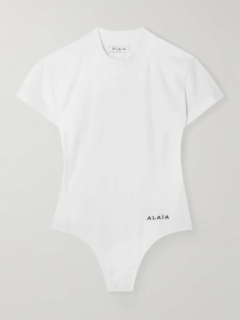 Alaïa Embroidered Stretch-cotton Jersey Bodysuit