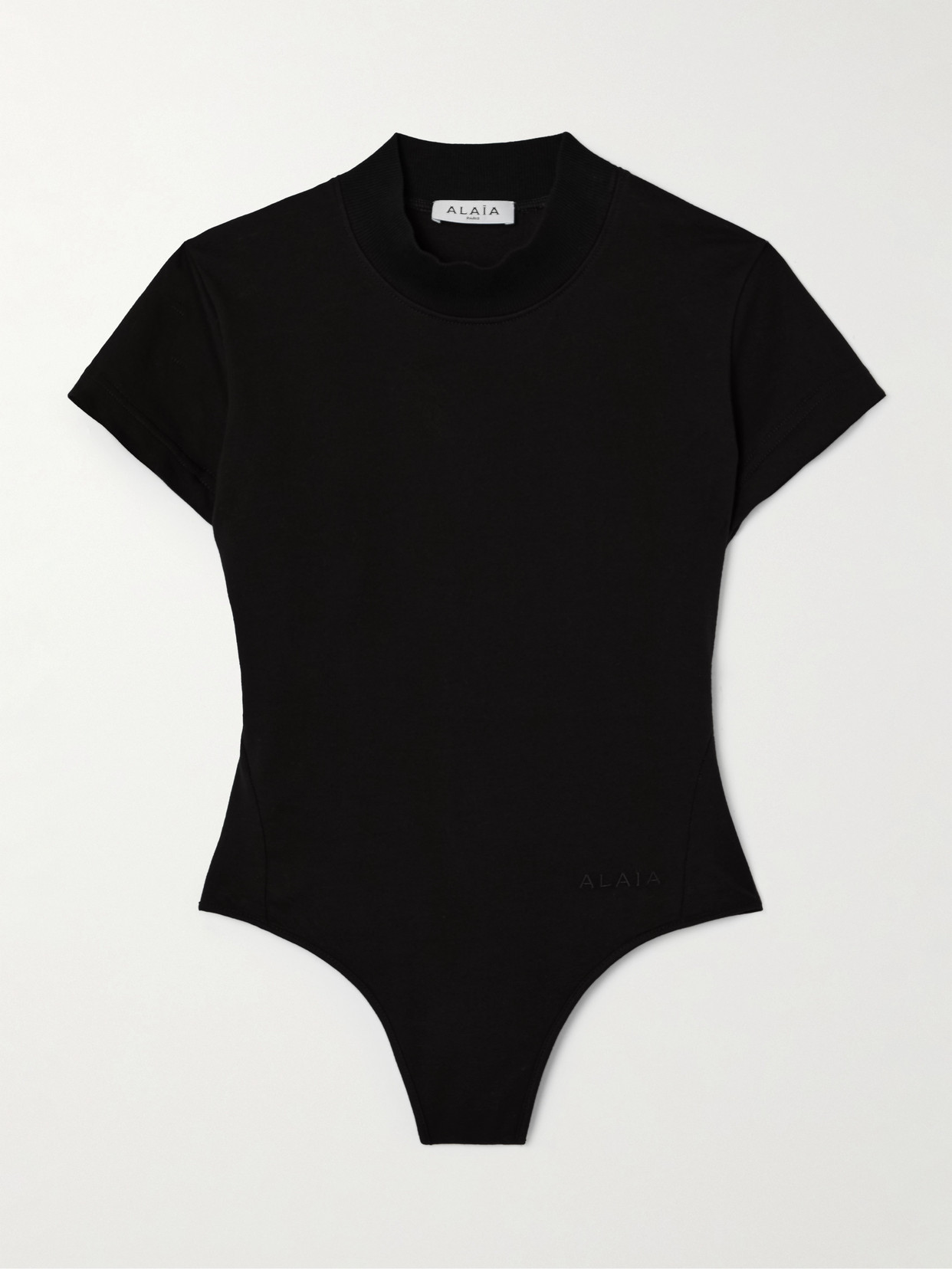 Alaïa - Embroidered Stretch-cotton Jersey Bodysuit - Black