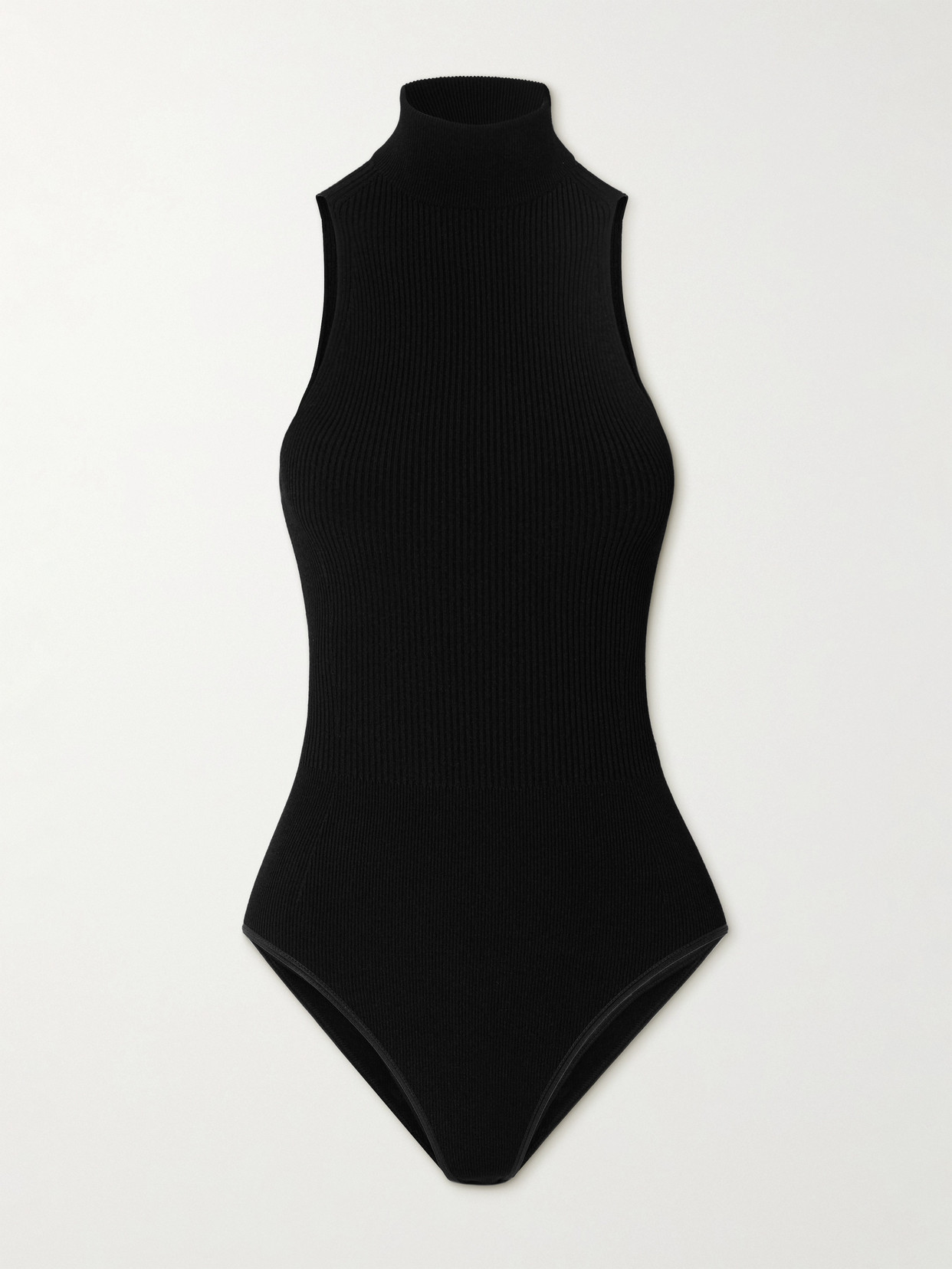 Alaïa Ribbed-knit Turtleneck Bodysuit In Black
