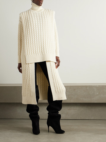 Alaïa Oversized belted ribbed wool turtleneck sweater vest