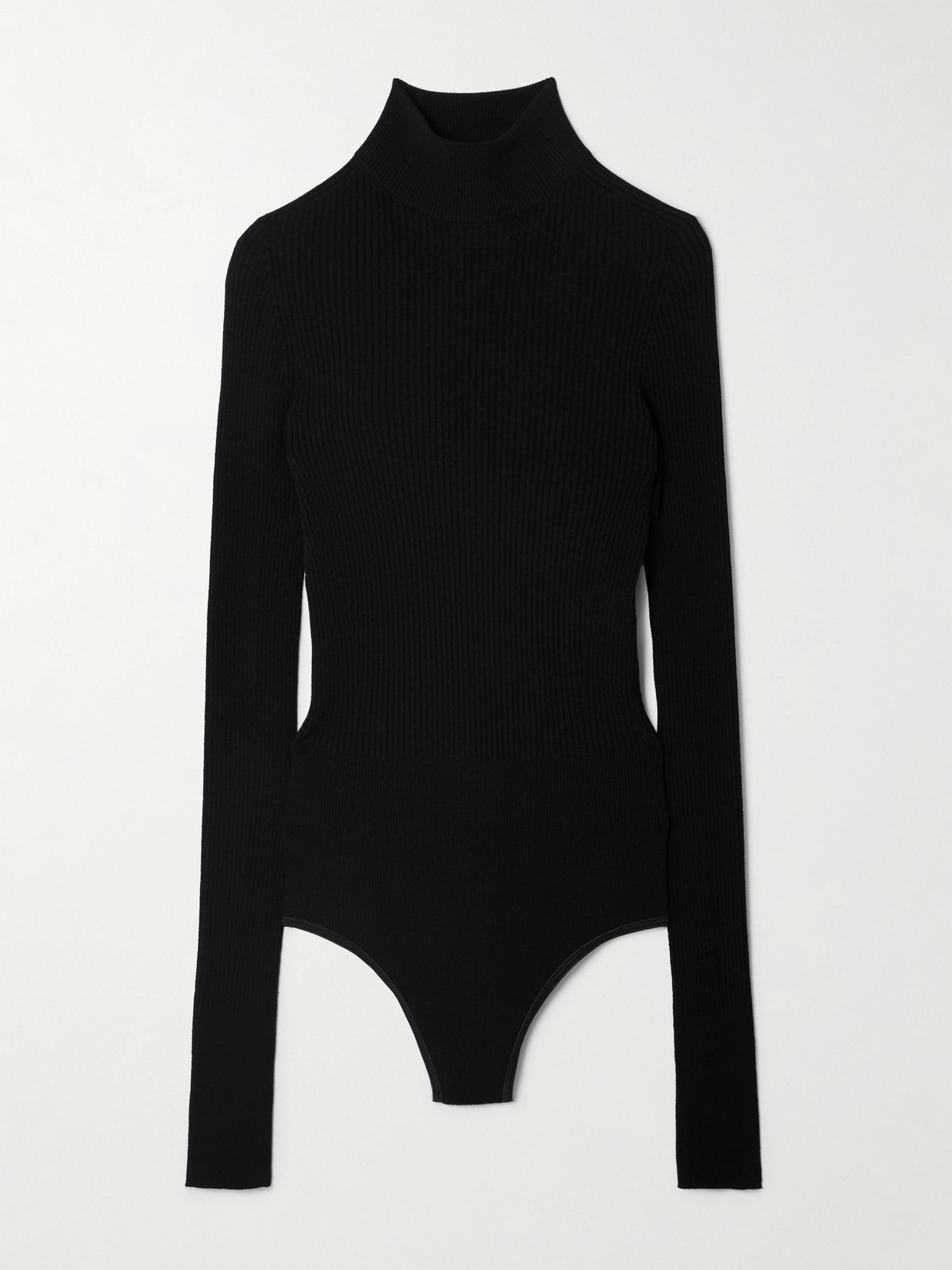 Alaïa Ribbed Turtleneck Bodysuit In Black