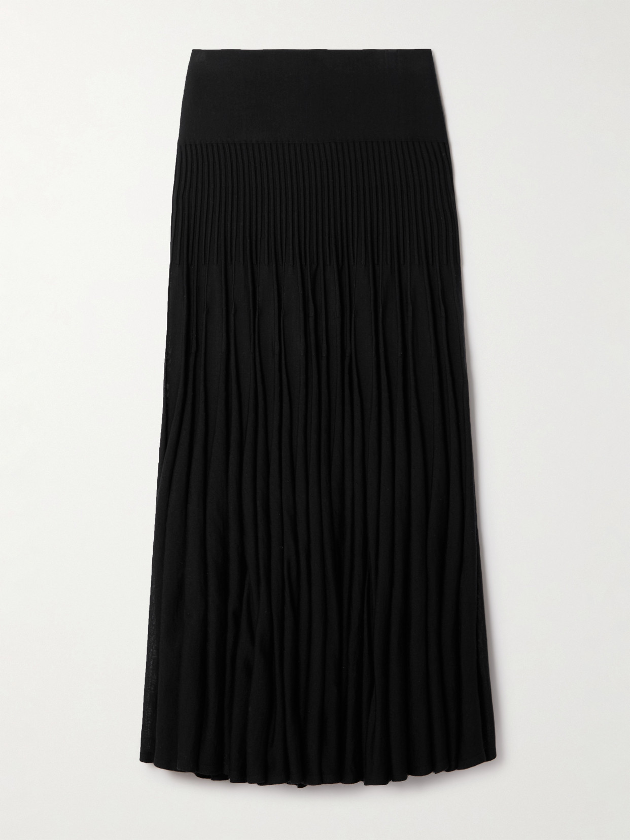 Alaïa Pleated Wool Midi Skirt In Black