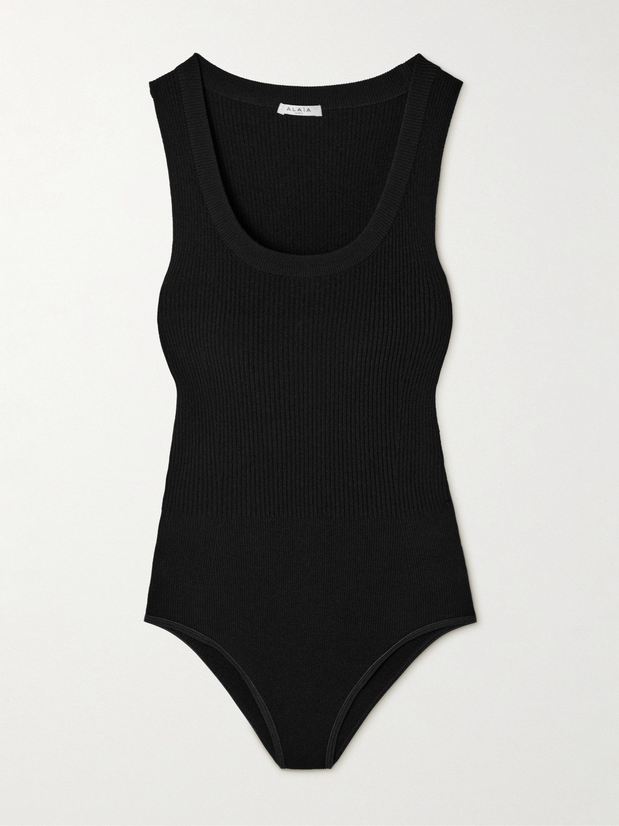 Alaïa Ribbed-knit Bodysuit In Black