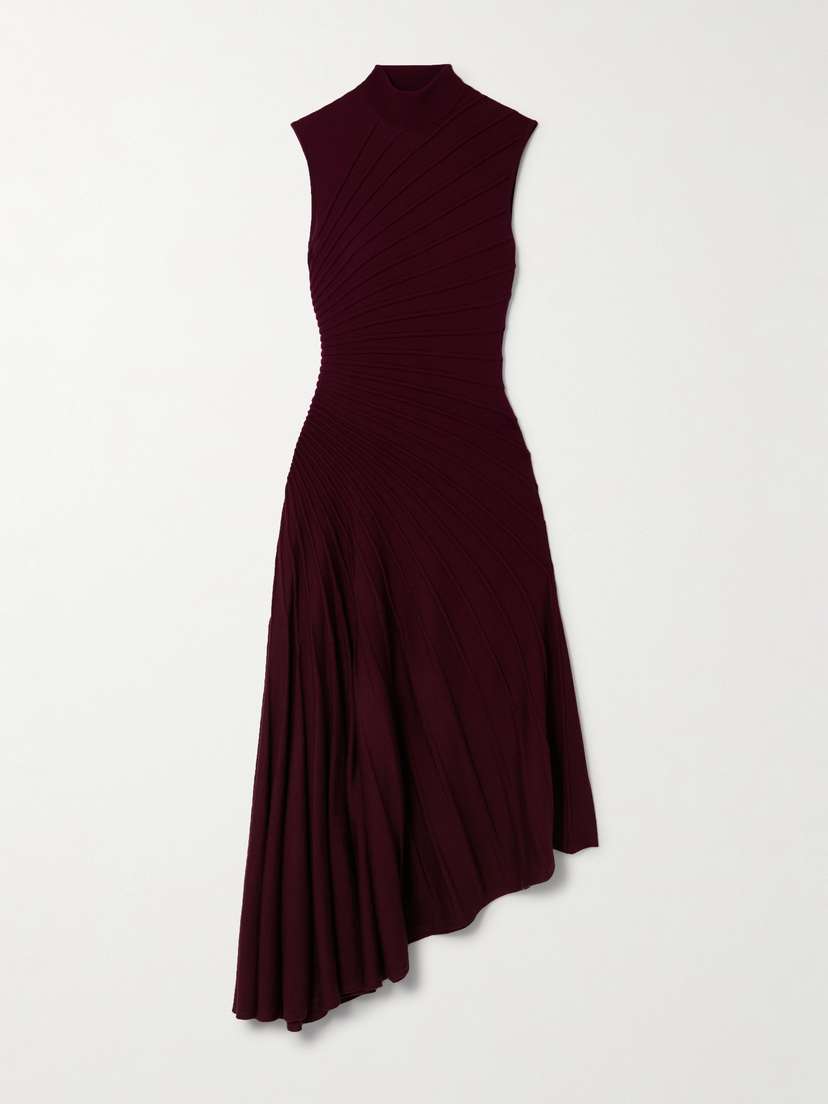 Alaïa Asymmetric Ribbed Wool Dress