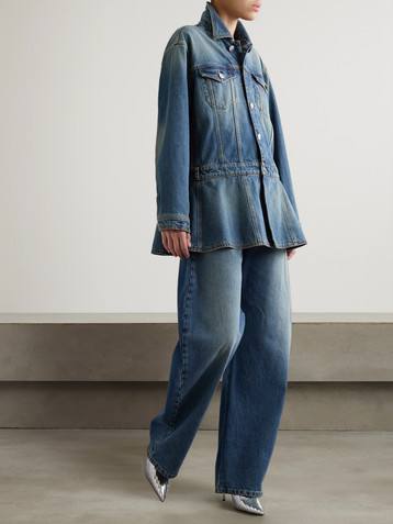 Alaïa Belted denim peplum jacket
