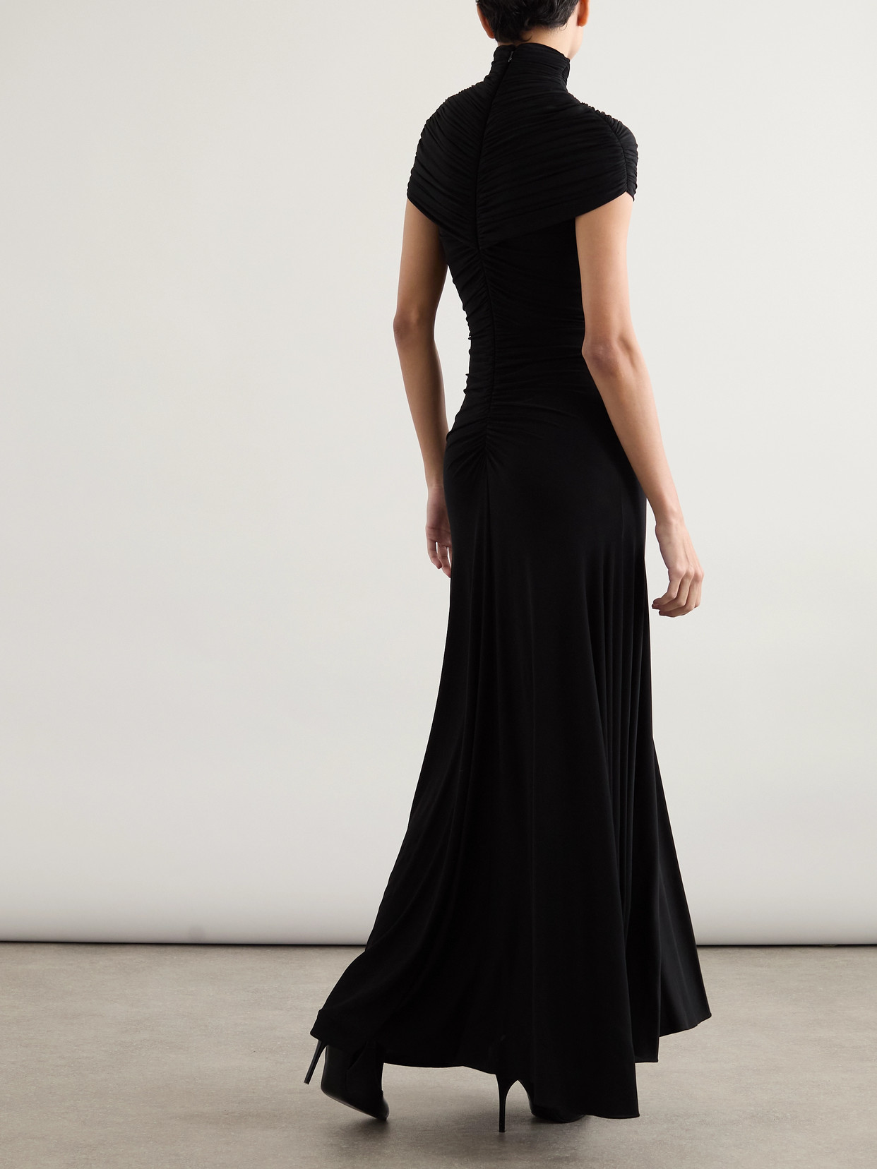 Alaïa Ruched Jersey Maxi Dress In Black
