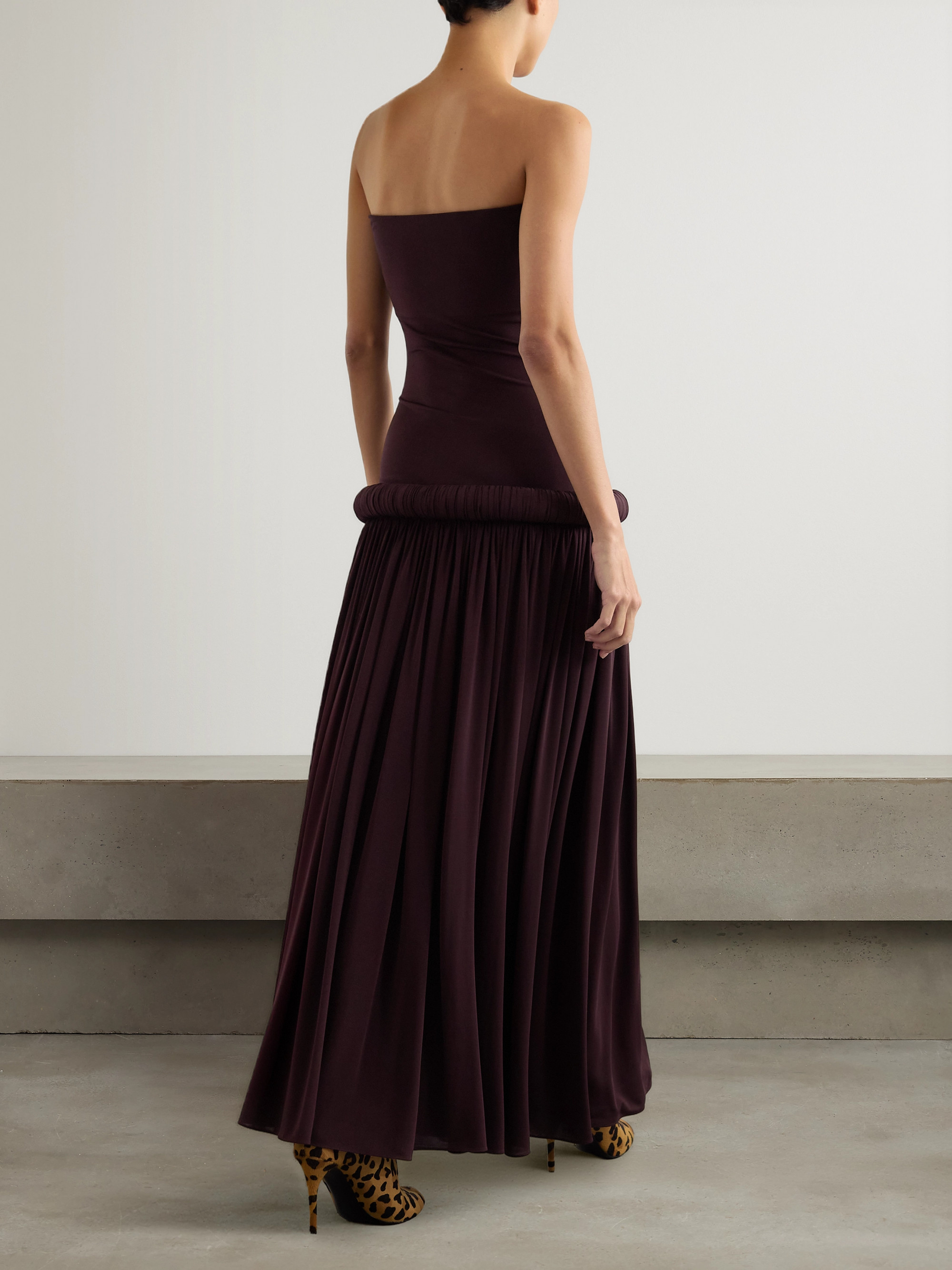 Alaa - Strapless pleated stretch-jersey midi dress | Plush