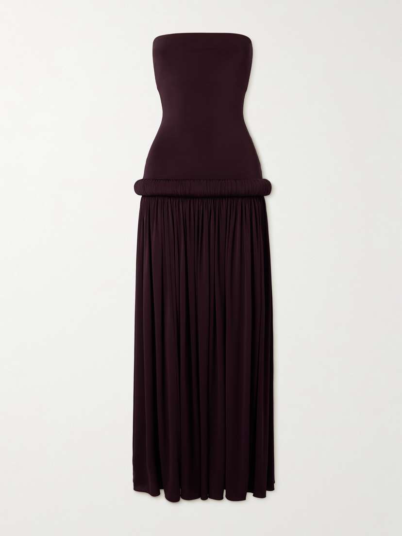 Alaïa Strapless Pleated Stretch-jersey Midi Dress