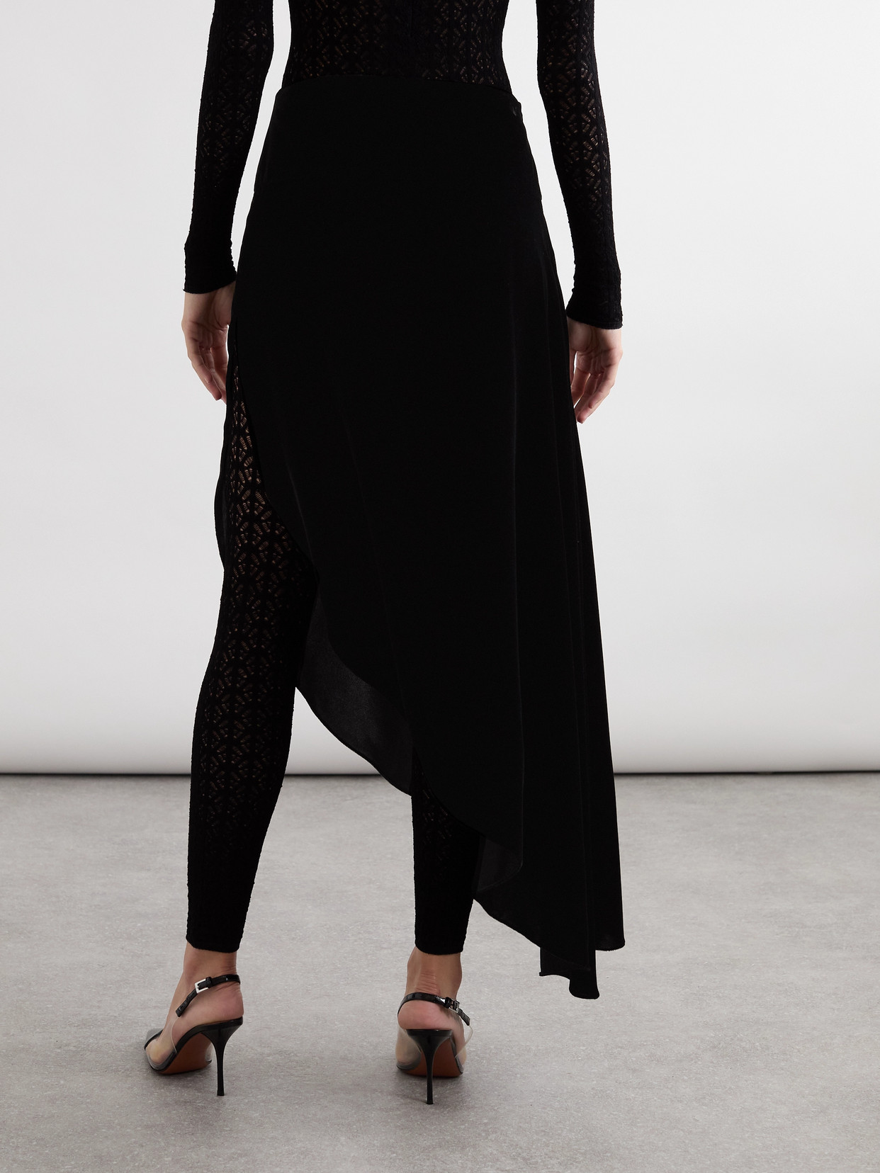 Alaïa Asymmetric Velvet Skirt In Black