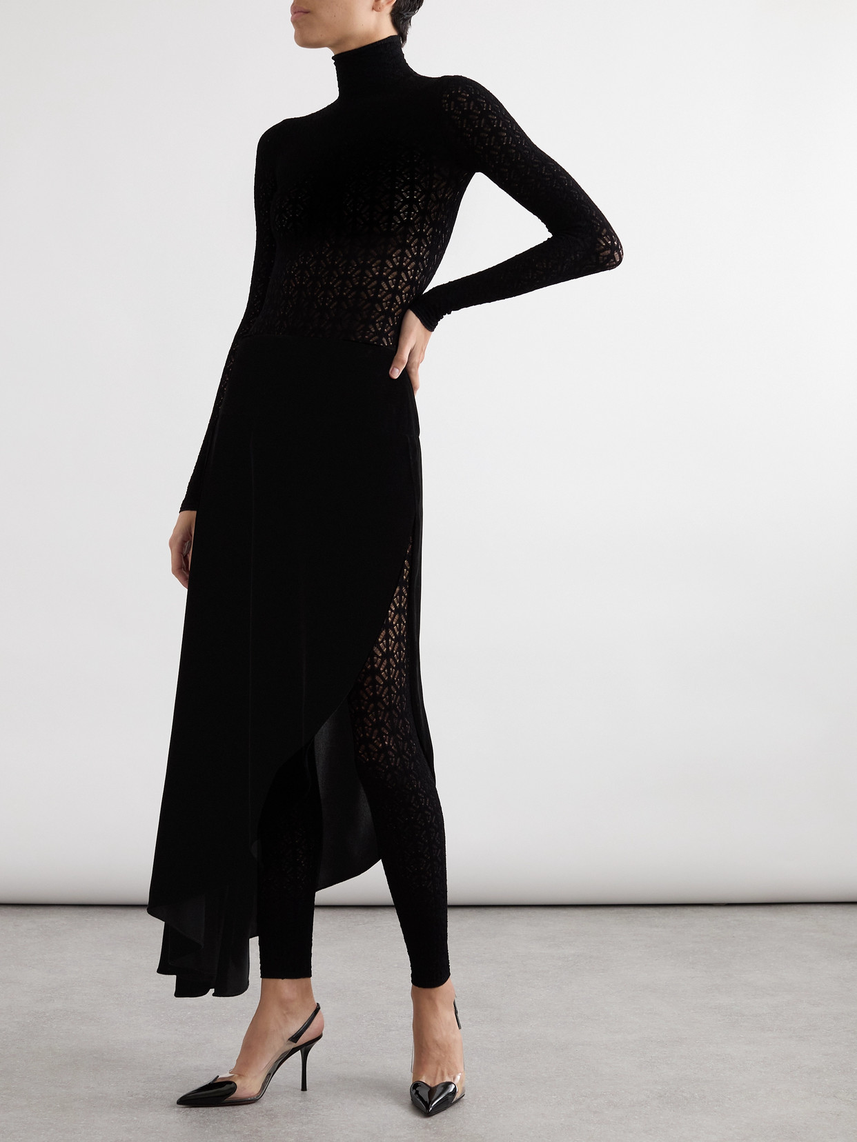 Alaïa Asymmetric Velvet Skirt In Black
