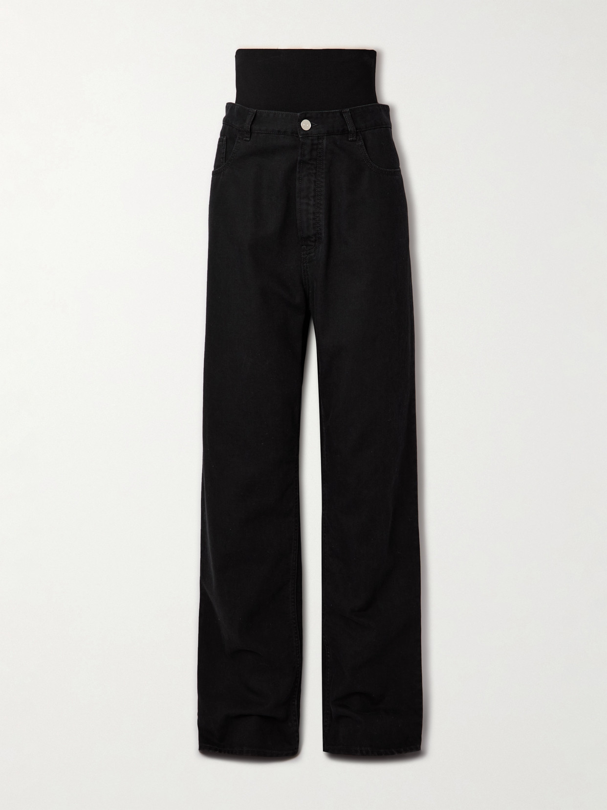 Alaïa Stretch Knit-trimmed Jeans In Black