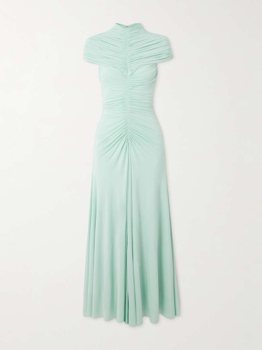 ruched jersey midi dress