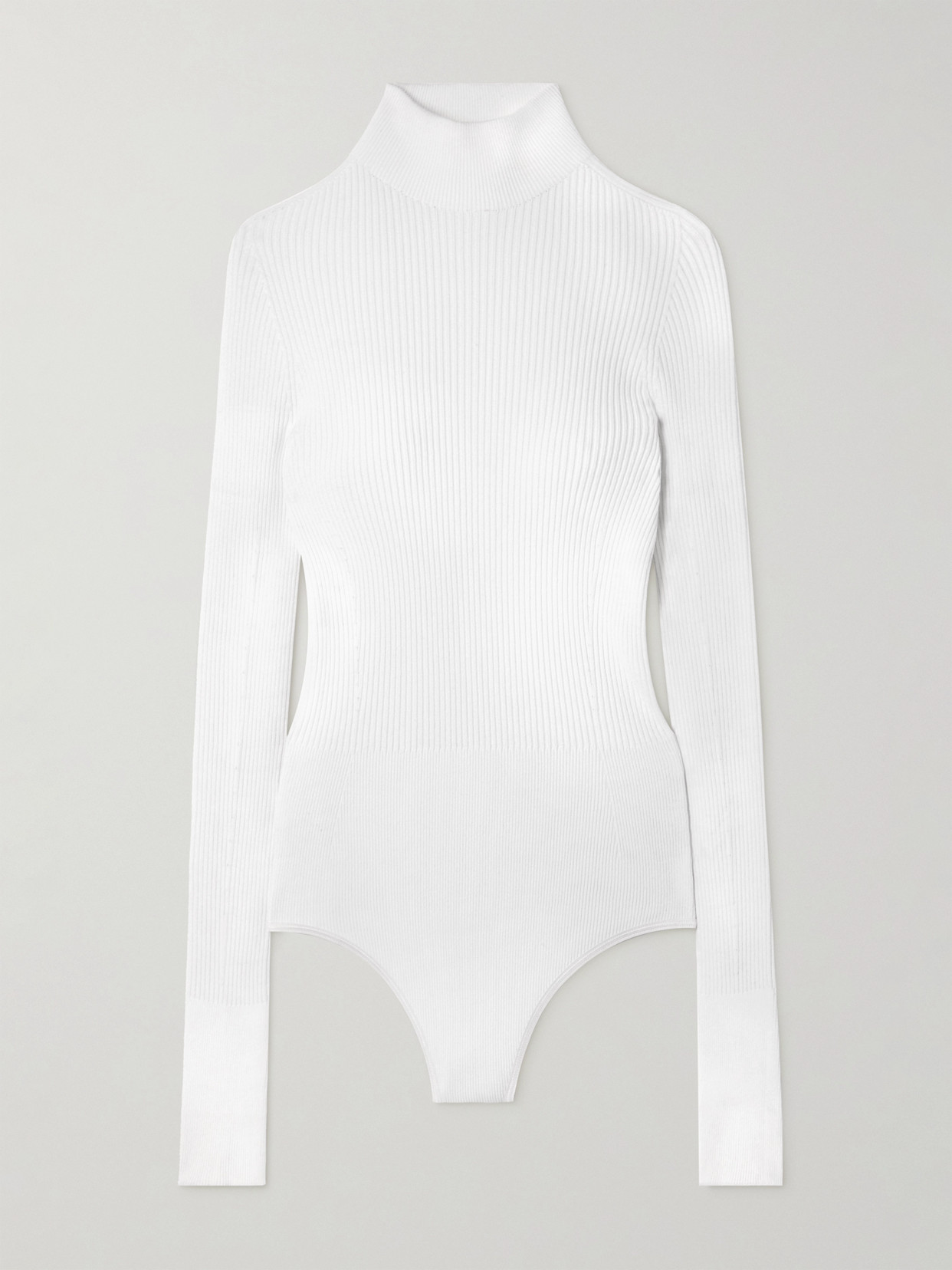 Alaïa Ribbed-knit Turtleneck Bodysuit In White