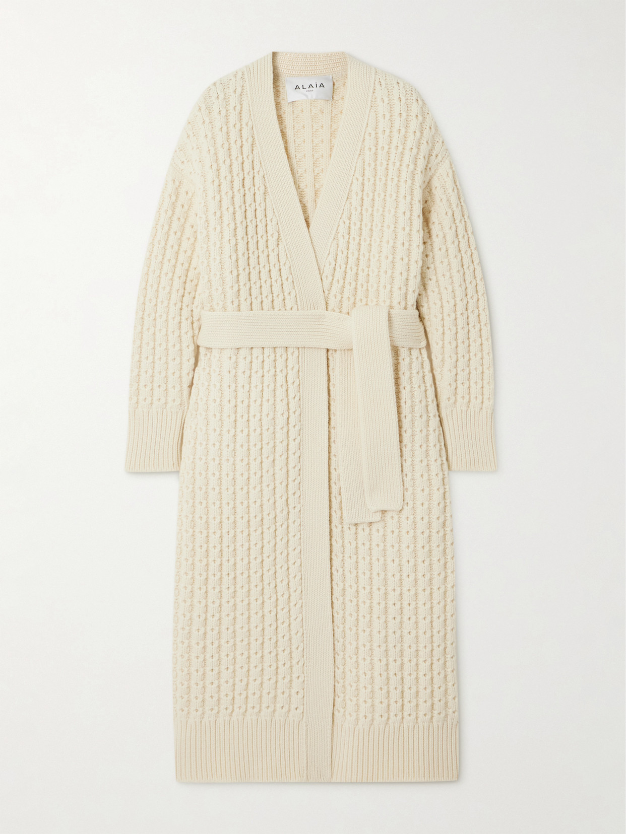 Alaïa Oversized Wool Cardigan In Ivory