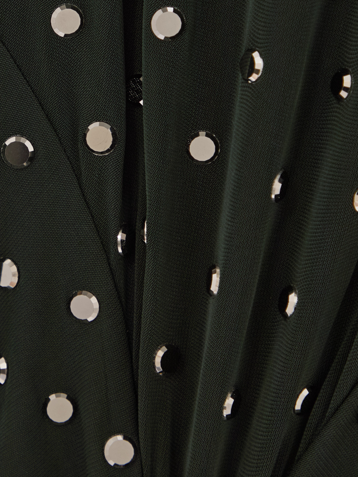 ALAÏA STUDDED DRAPED STRETCH-JERSEY MIDI DRESS