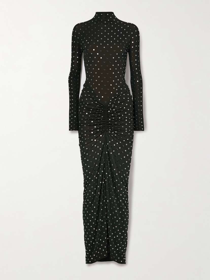 Alaïa Studded Draped Stretch-jersey Midi Dress