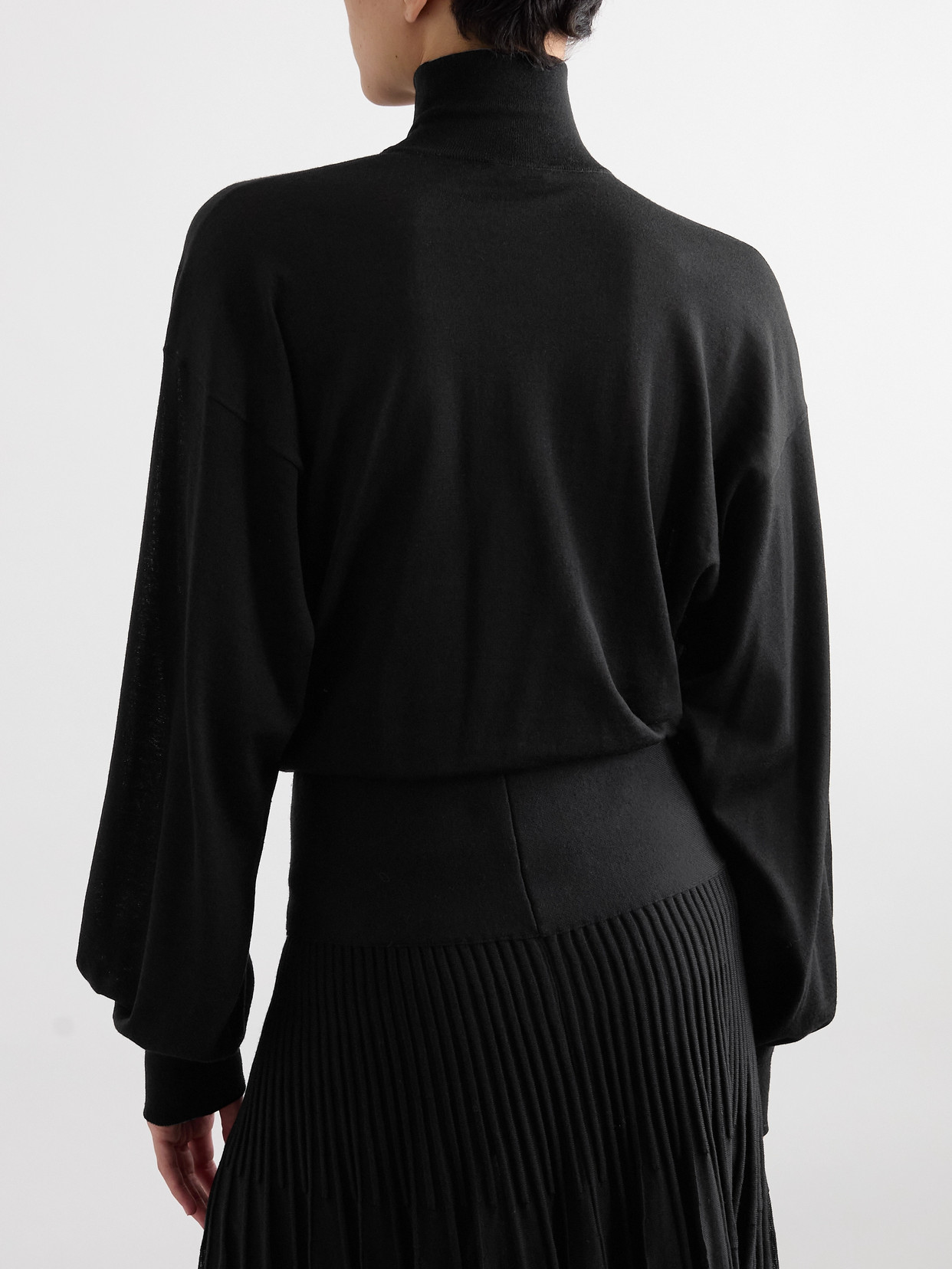 ALAÏA TURTLENECK CUTOUT WOOL-BLEND BODYSUIT