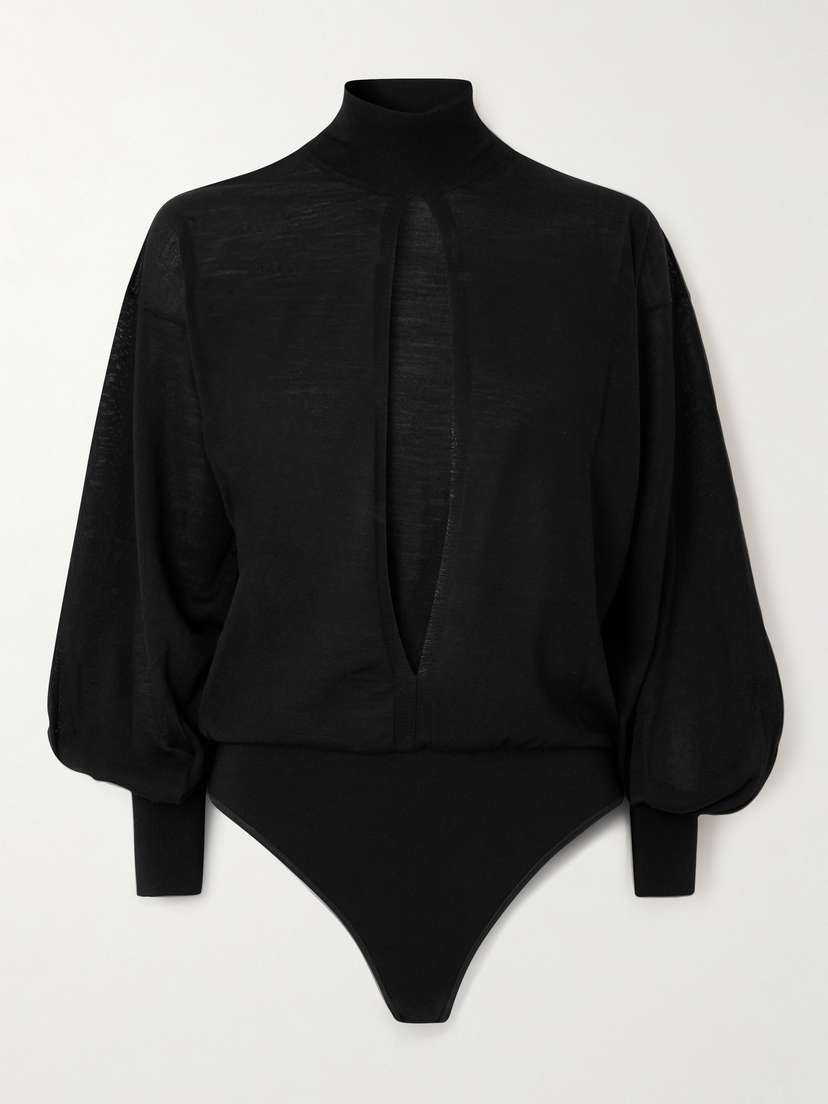 Alaïa Turtleneck Cutout Wool-blend Bodysuit