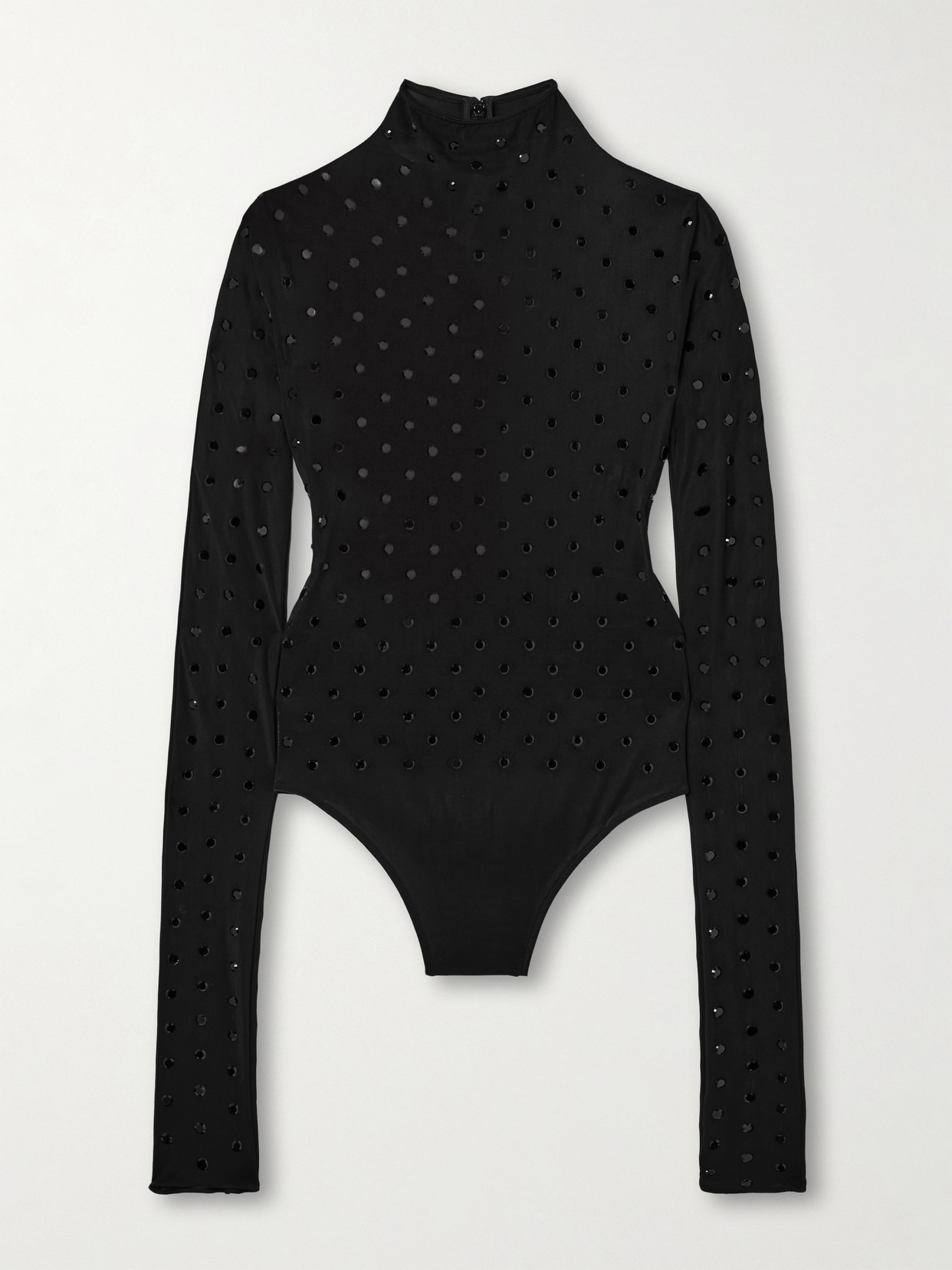 Alaïa Crystal-embellished Stretch-jersey Bodysuit In Black