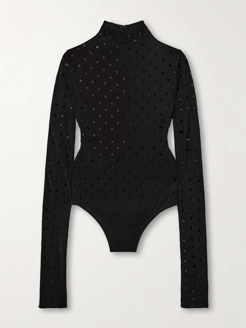 Alaïa Crystal-embellished Stretch-jersey Bodysuit